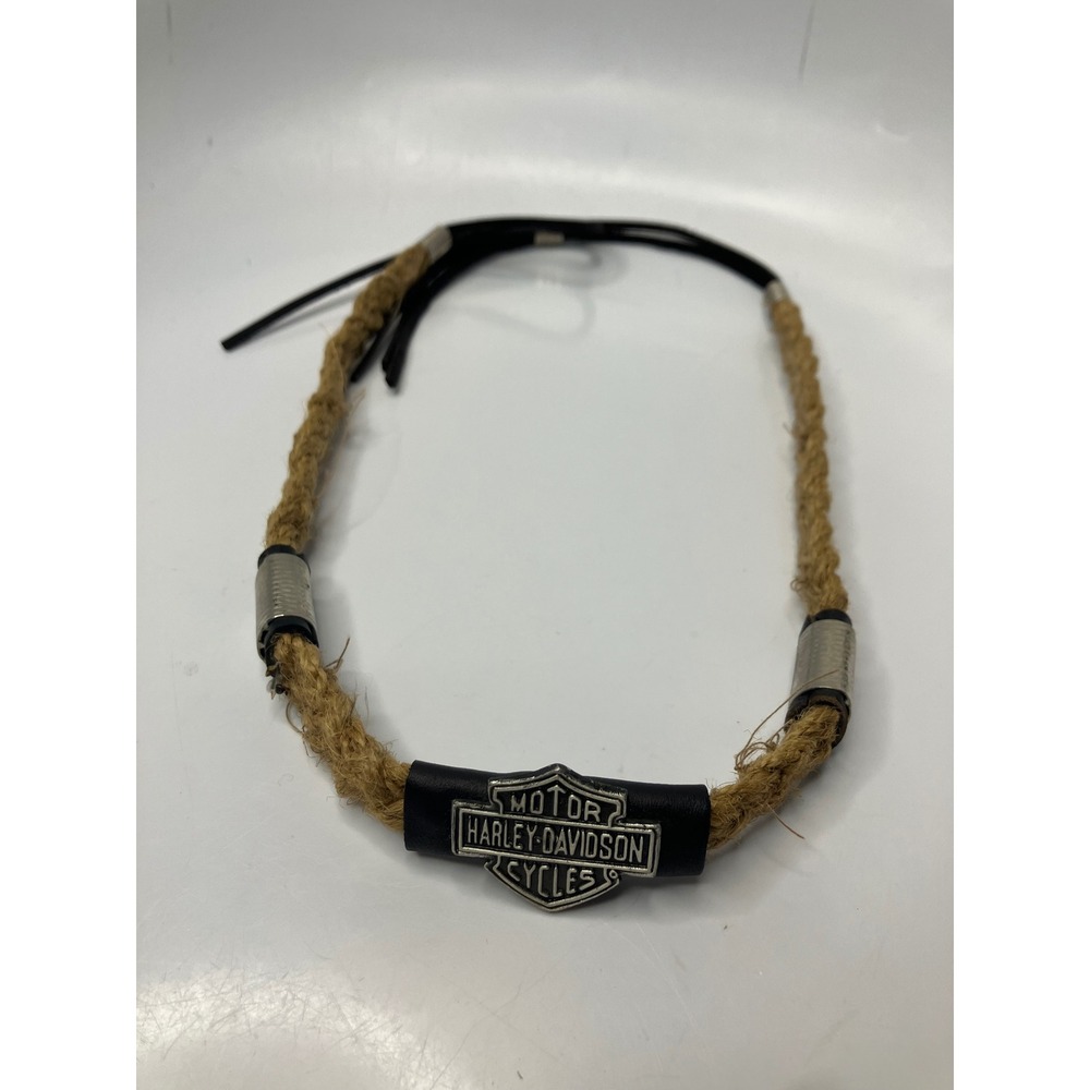 Harley Davidson Hair Wrap Unisex OS Brown Good Braided Jute Leather Logo Biker
